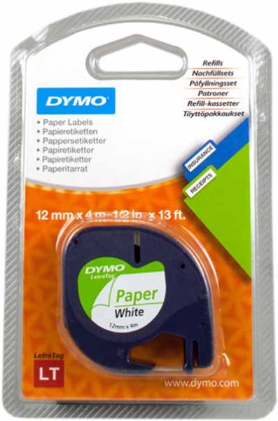 Original Dymo S0721520 DirectLabel-Etiketten Papier weiss 12mm x 4m