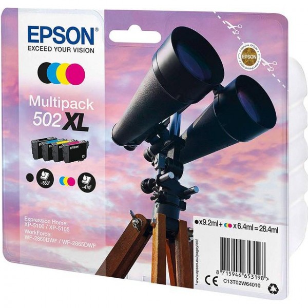 Original Epson C13T02W64510 / 502XL Tinte MultiPack Bk,C,M,Y High-Capacity EasyMail 9,2ml + 3x6,4ml