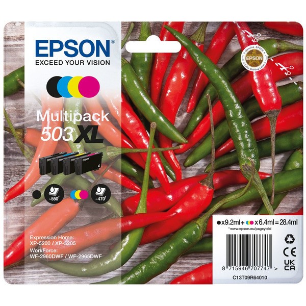 Original Epson C13T09R64010 / 503XL Tinte MultiPack Bk,C,M,Y High-Capacity 550pg + 3x470pg