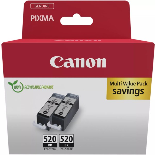 NEUOriginal Canon 2932B019 / PGI-520 PGBK Tinte black pigmentiert Doppelpack Cardboard 19 ml 160 Sei