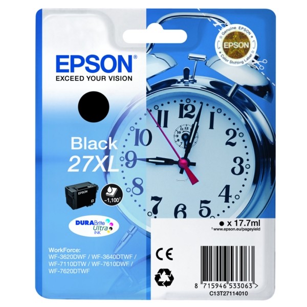 Original Epson C13T27114010 / 27XL Tintenpatrone schwarz 17,7 ml 1.100 Seiten
