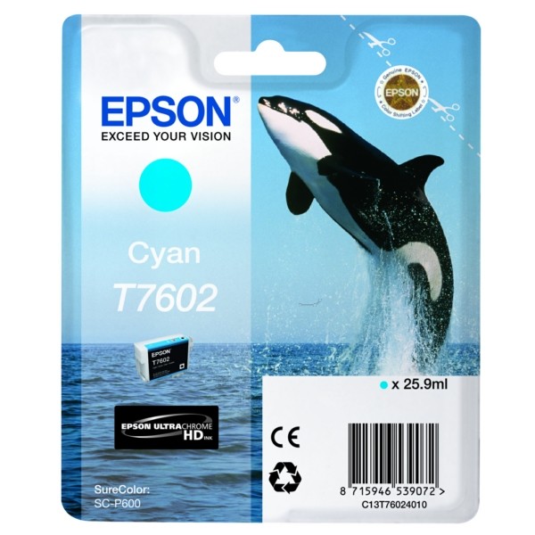 Original Epson C13T76024010 / T7602 Tintenpatrone cyan 25,9 ml 2.200 Seiten