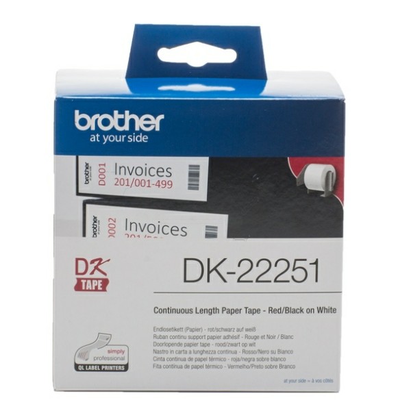 Original Brother DK22251 DirectLabel Etiketten rot / schwarz auf weiss