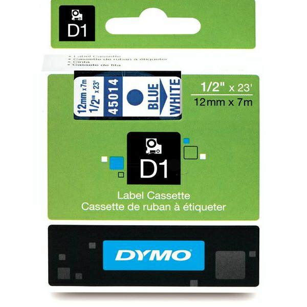 Original Dymo 45014 / S0720540 DirectLabel-Etiketten blau auf weiss 12mm x 7m