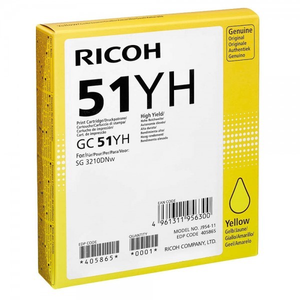 Original Ricoh 405865 / GC-51 YH Tinte yellow 2.500 Seiten