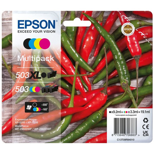 Original Epson C13T09R94020 / 503XL/503 Tinte MultiPack Bk,C,M,Y High-Capacity 550pg + 3x165pg