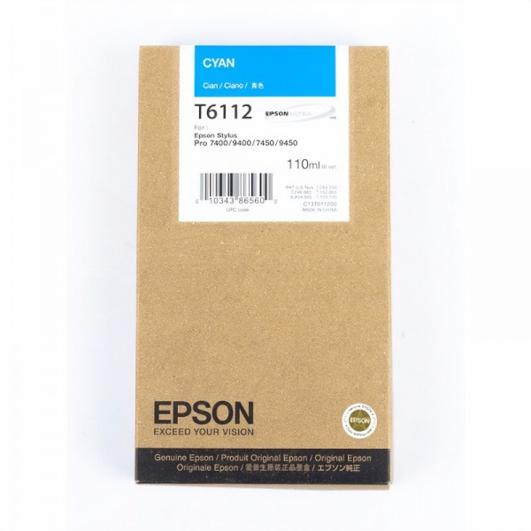 Original Epson C13T611200 / T6112 Tinte cyan 110 ml