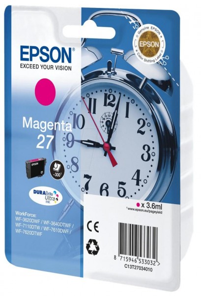 Original Epson C13T27034010 / 27 Tinte magenta 3,6 ml 300 Seiten