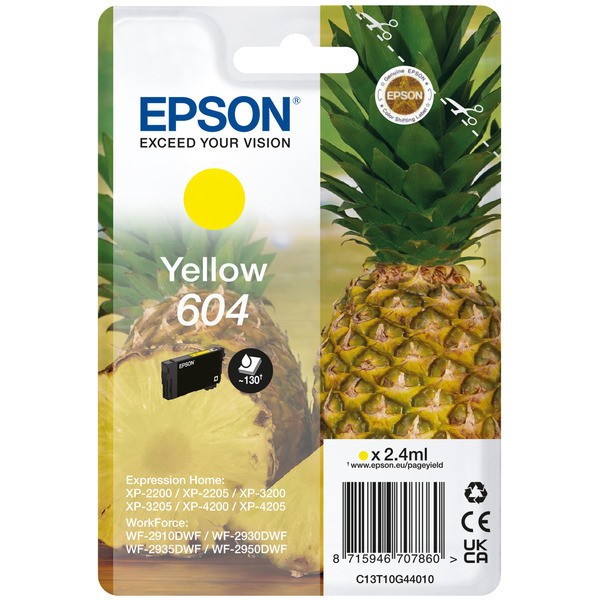 Original Epson C13T10G44020 / 604 Tinte yellow Blister 2,4 ml 130 Seiten