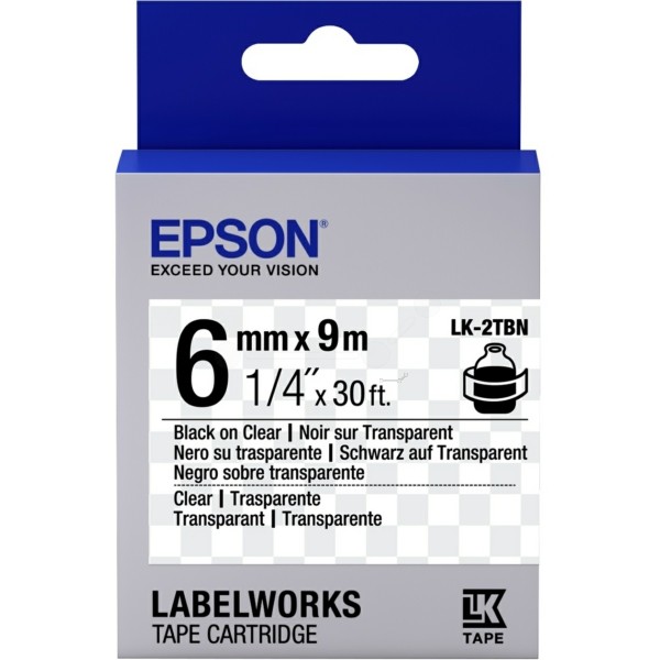 Original Epson C53S652004 / LK-2TBN Farbband schwarz auf Transparent extra adhesive