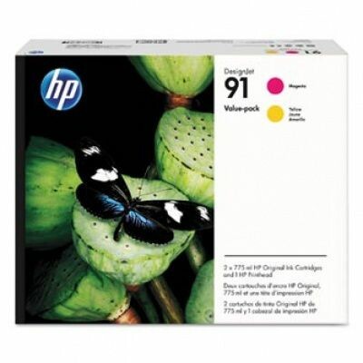 Original HP P2V36A / 91 Druckkopf Multipack + Tintenpatrone magenta / yellow