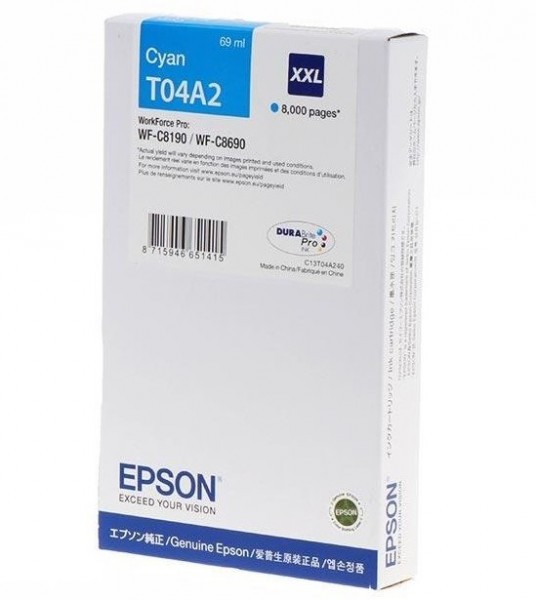 Original Epson C13T04A24N / C13T04A240 Tinte cyan 69 ml 8.000 Seiten