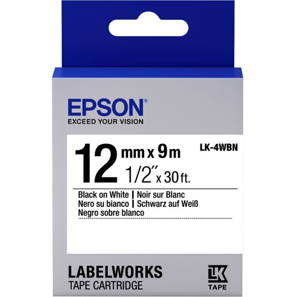 Original Epson C53S654021 / LK-4WBN Farbband schwarz auf weiss extra adhesive