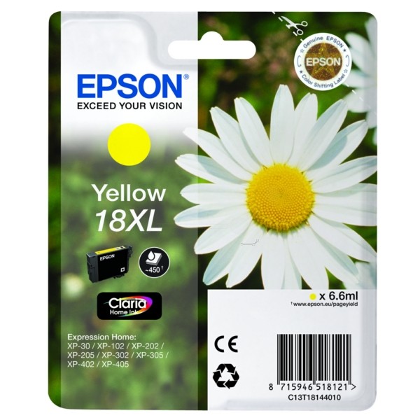 Original Epson C13T18144010 / 18XL Tintenpatrone gelb 6,6 ml 450 Seiten