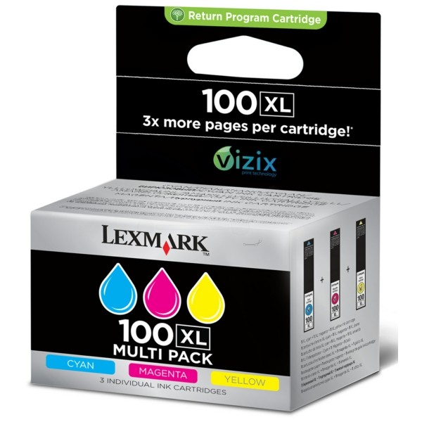 Original Lexmark 14N0850 / 100XL Tinte Multipack (Inhalt: c,m,y)