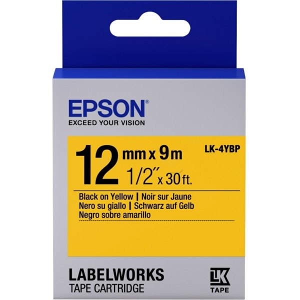 Original Epson C53S654008 / LK-4YBP DirectLabel-Etiketten schwarz auf gelb