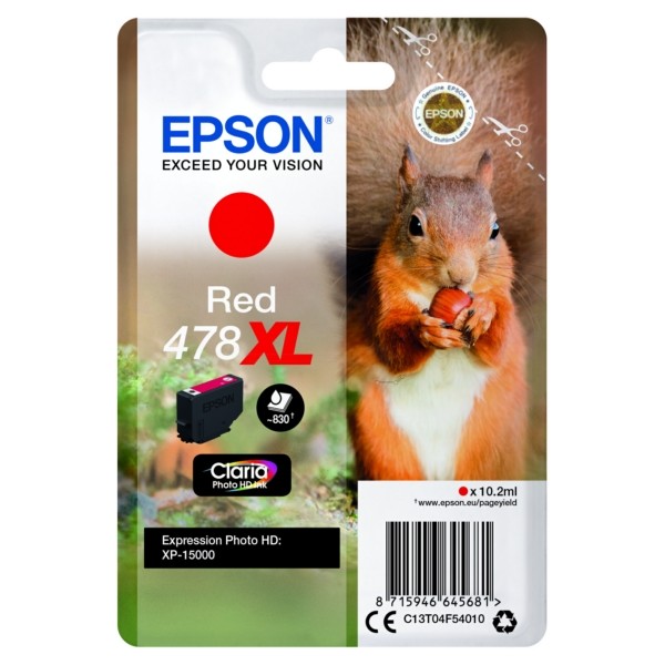 Original Epson C13T04F54010 / 478XL Tintenpatrone rot 10,2 ml 830 Seiten
