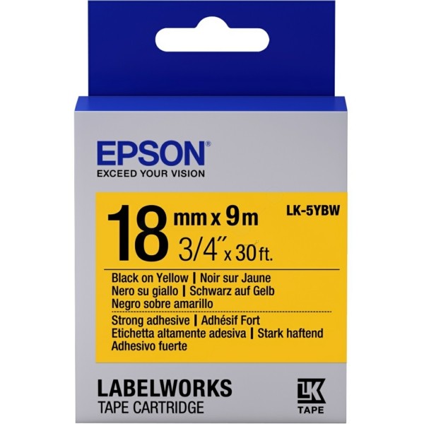 Original Epson C53S655010 / LK-5YBW Farbband schwarz auf gelb extra adhesive