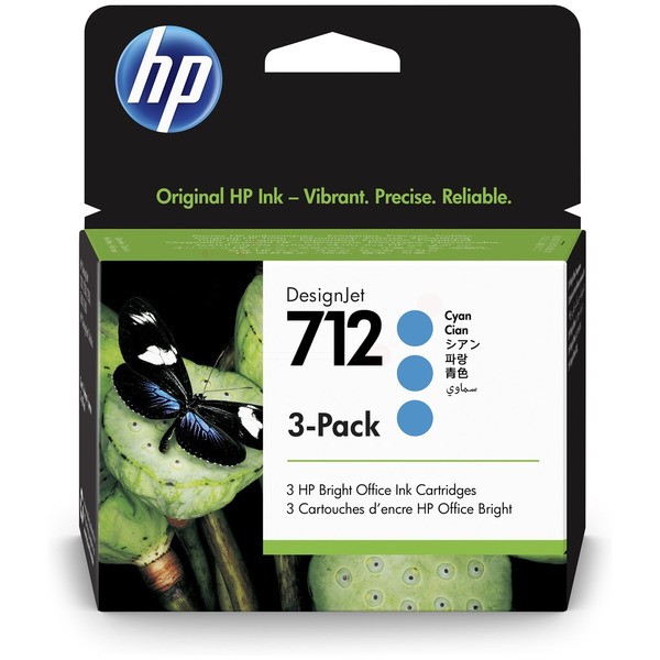 Original HP 3ED77A / 712 Tinte cyan 29 ml, VE a 3 St.