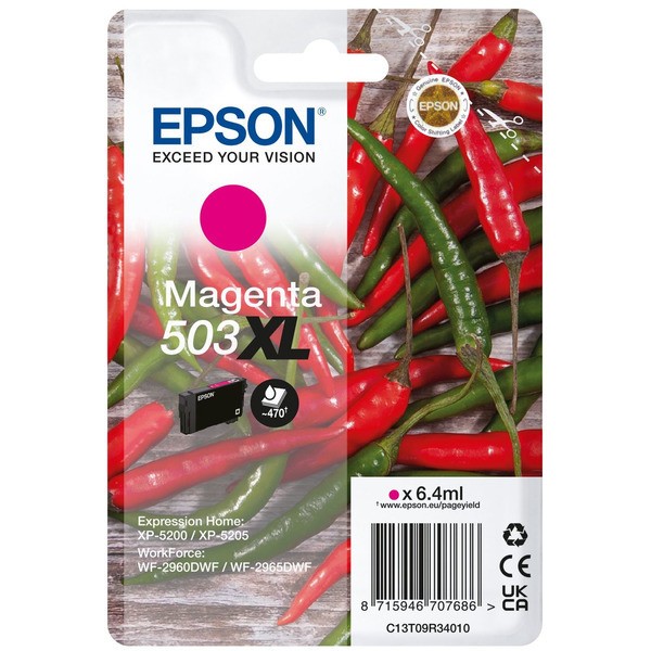 Original Epson C13T09R34010 / 503XL Tinte magenta High-Capacity 6,4 ml 470 Seiten
