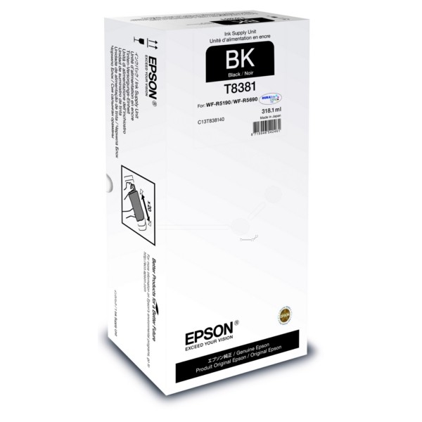 Original Epson C13T838140 / T8381 Tintenpatrone schwarz 318,1 ml 20.000 Seiten