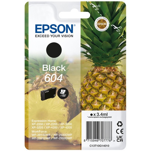 Original Epson C13T10G14020 / 604 Tinte black Blister 3,4 ml 150 Seiten