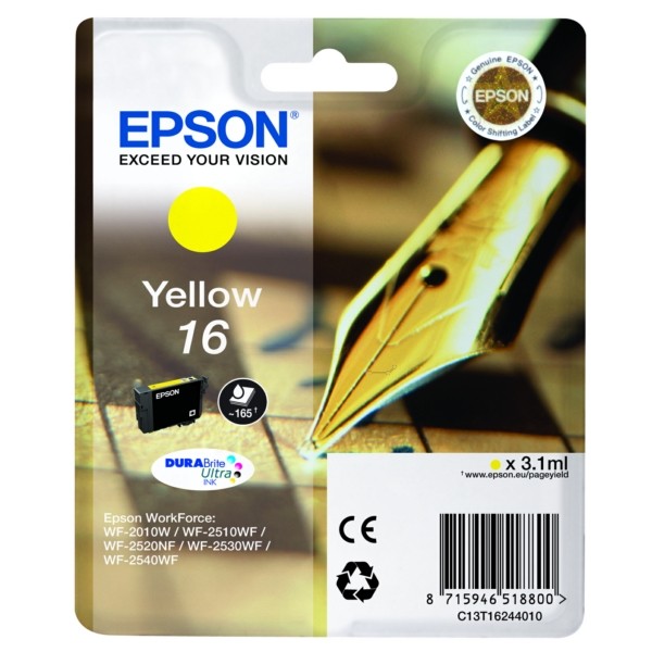 Original Epson C13T16244012 / 16 Tintenpatrone gelb 3,1 ml 165 Seiten