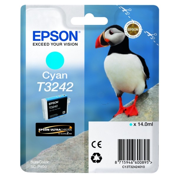 Original Epson C13T32424010 / T3242 Tintenpatrone cyan 14 ml 980 Seiten