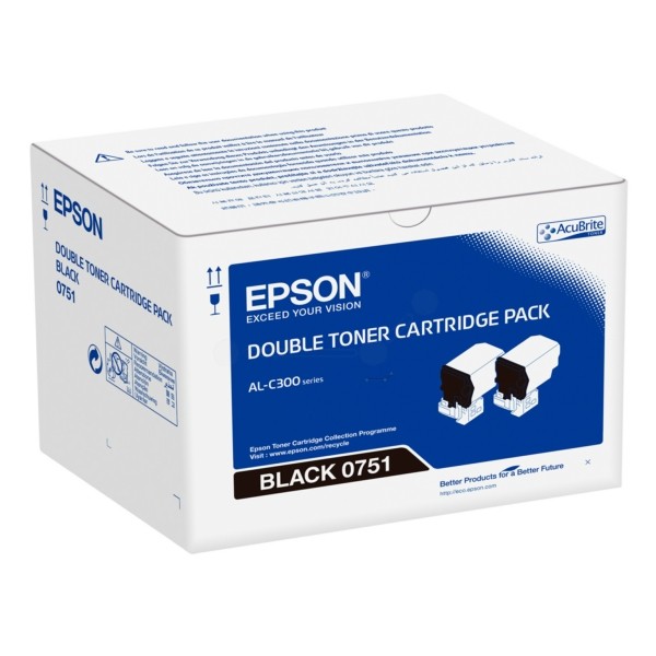 Original Epson C13S050751 / 0751 Toner-Kit schwarz Doppelpack 7.300 Seiten