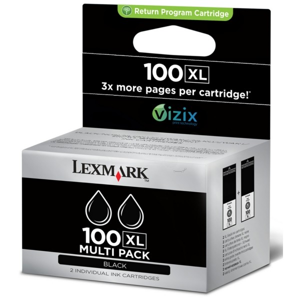 ABVERKAUF Original Lexmark 14N0848 / 100XL Tinte Doppelpack (Inhalt: bk,bk)