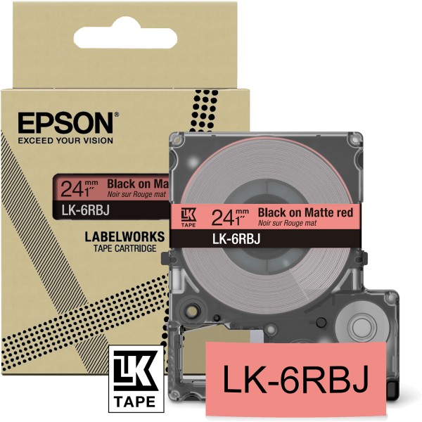 Original Epson C53S672073 / LK-6RBJ DirectLabel-Etiketten schwarz auf rot