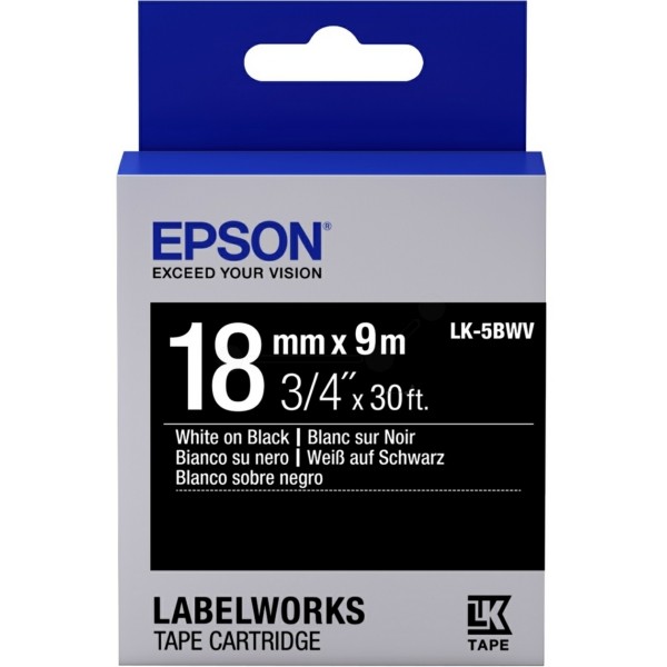 Original Epson C53S655014 / LK-5BWV DirectLabel-Etiketten weiss auf schwarz