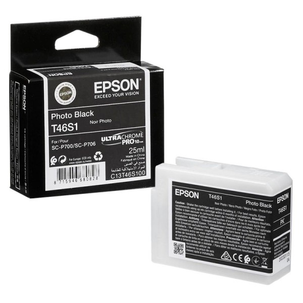 Original Epson C13T46S10N / C13T46S100 / T46S1 Tinte black 25 ml