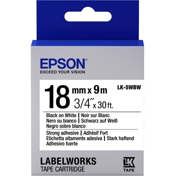 Original Epson C53S655012 / LK-5WBW Farbband schwarz auf weiss extra adhesive