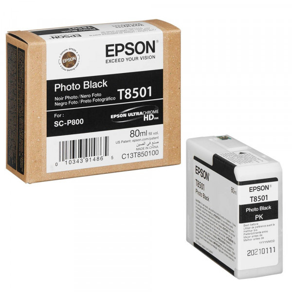 Original Epson C13T85010N / C13T850100 / T8501 Tinte photo black 80 ml