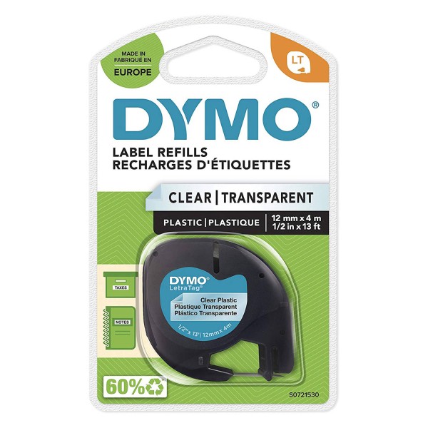 Original Dymo 12267 / S0721530 DirectLabel-Etiketten Polyester Transparent 12mm x 4m