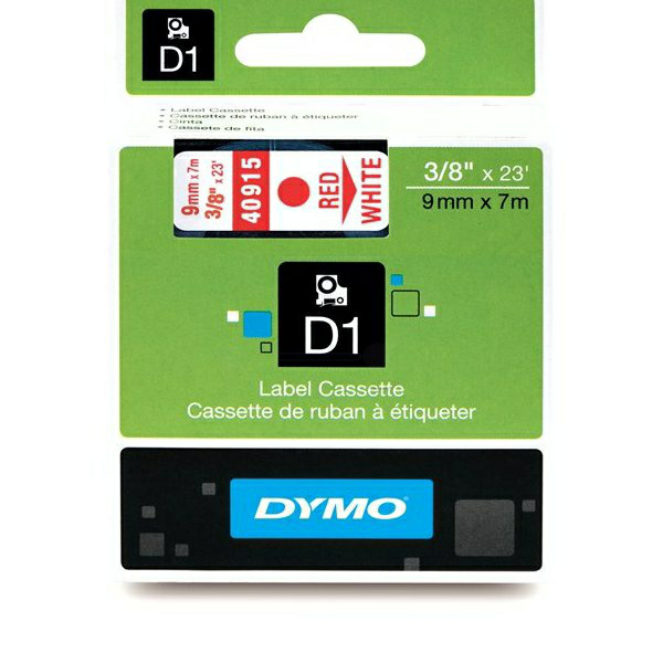 Original Dymo 40915 / S0720700 DirectLabel-Etiketten rot auf weiss 9mm x 7m