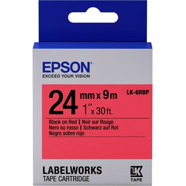 Original Epson C53S656004 / LK-6RBP DirectLabel-Etiketten schwarz auf rot