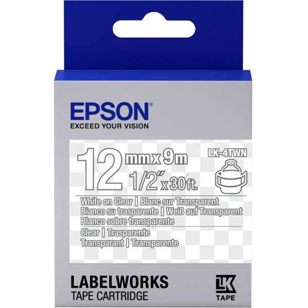 Original Epson C53S654013 / LK-4TWN Farbband weiss auf Transparent extra adhesive