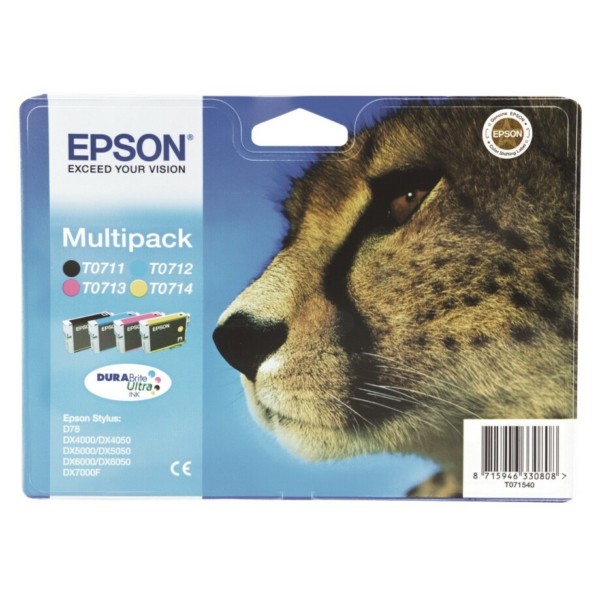 Original Epson C13T07154511 / T0715 Tintenpatrone MultiPack Bk,C,M,Y Easy Mail 7,4ml+3x5,5ml