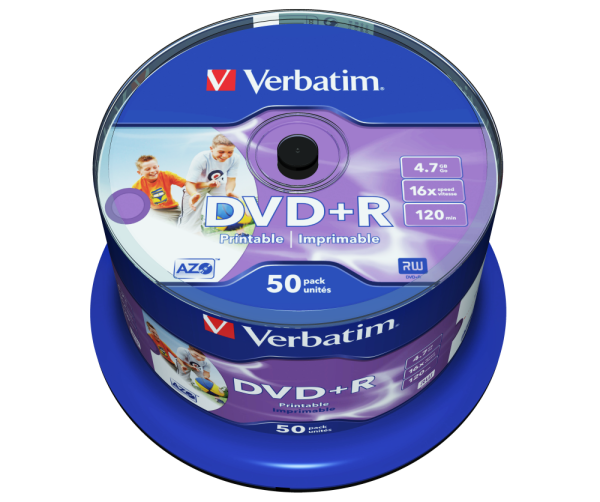 Original Verbatim DVD+R (16X) 4,7 GB printable (50er-Spindel)