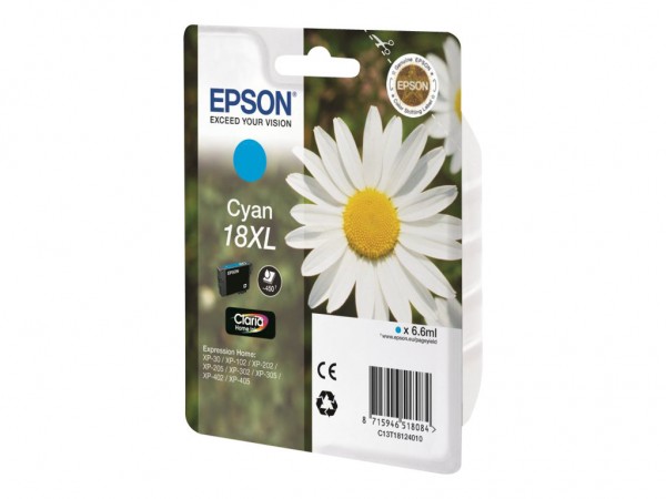 Original Epson C13T18124010 / 18XL Tinte cyan 6,6 ml 450 Seiten
