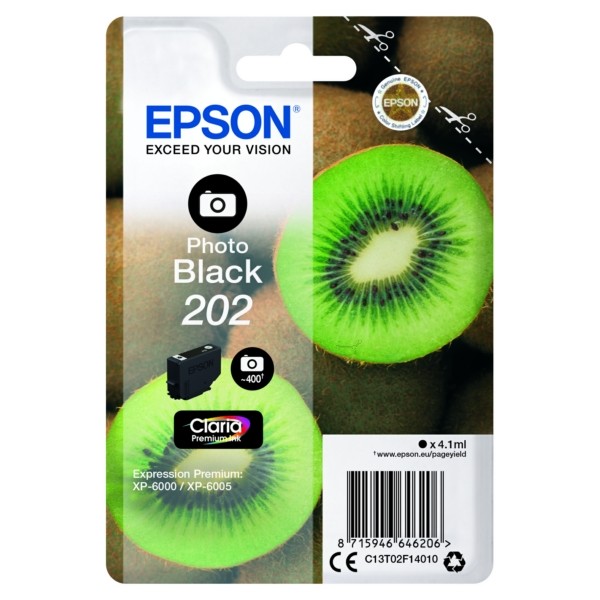 Original Epson C13T02F14010 / 202 Tintenpatrone schwarz foto 4,1 ml 400 Seiten