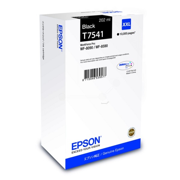 Original Epson C13T754140 / T7541 Tintenpatrone schwarz 202 ml 10.000 Seiten