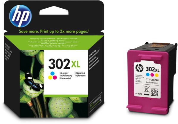 Original HP F6U67AE / 302XL Tinte color High-Capacity 8 ml 330 Seiten