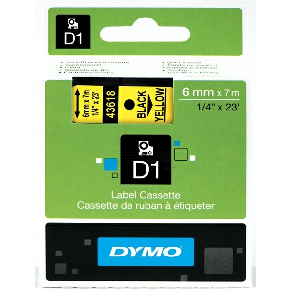 Original Dymo 43618 / S0720790 DirectLabel-Etiketten schwarz auf gelb