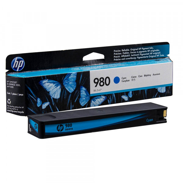 Original HP D8J07A / 980 Tinte cyan 86,5 ml 6.600 Seiten
