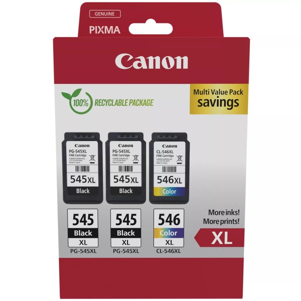 NEUOriginal Canon 8286B013 / PG-545XL CL-546XL Tinte Multipack 2x black +1x color 2x13ml + 1x11ml