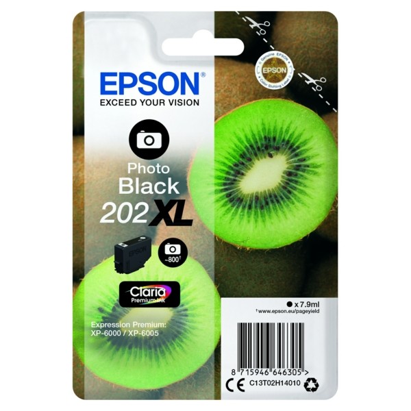 Original Epson C13T02H14010 / 202XL Tintenpatrone schwarz foto 7,9 ml 800 Seiten