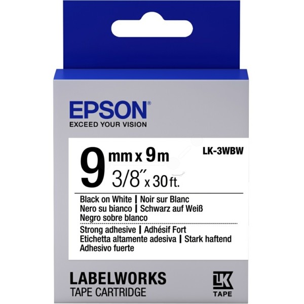 Original Epson C53S653007 / LK-3WBW Farbband schwarz auf weiss extra adhesive